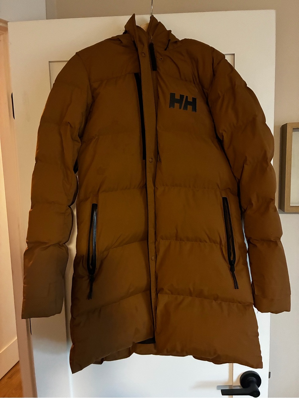 Helly Hansen Women’s Brown/Yellow Long Puffer Coat with Hood